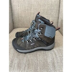 Keen Women's Revel IV Mid Polar Waterproof Hiking Boots Brown/Gray/Blue Sz 8.5
